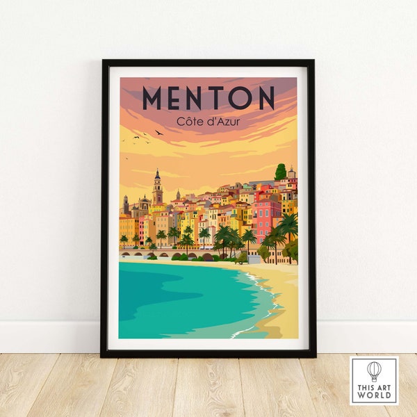 Menton Print | Menton Poster | France Wall Art | Menton Travel Poster | Côte d'Azur Art Print | South of France Poster | French Riviera Gift