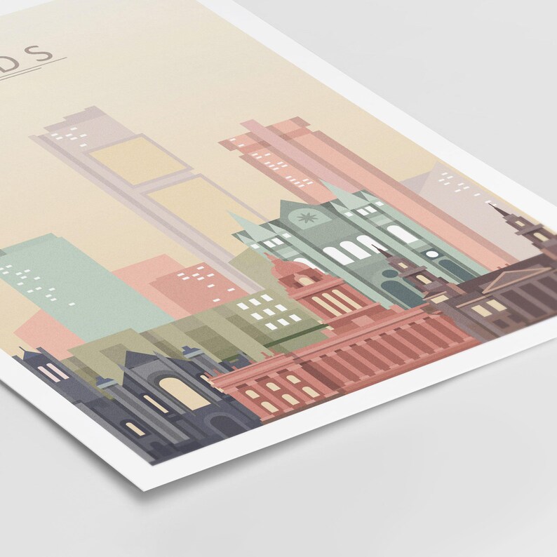 Leeds Print Leeds Skyline Wall Art Leeds UK Poster Leeds Etsy