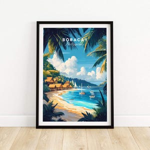 Impresión de arte mural de Boracay, póster de viaje, decoración de pared de Boracay, regalo para amantes del arte de Boracay, ilustración de Boracay, Filipinas, regalo de arte de playa de Filipinas