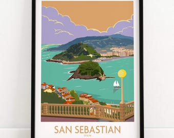 San Sebastian Poster | Spain Travel Print | Donostia Basque Wall Art | Spanish Home Decor | San Sebastian Gift