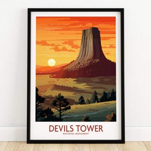 Kunstdruck „Devils Tower“ | Reisemotiv | Poster für Zuhause | Digitale Illustration | Geburtstagsgeschenk