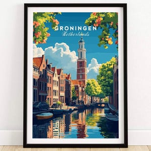 Groningen Wand Kunst Druck Reise Poster Groningen Wand Dekor Groningen Kunst Liebhaber Geschenk Groningen Niederlande Illustration Niederlande Geschenk