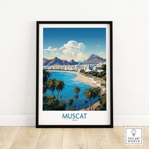 Muscat Print Oman Art Print Travel Poster | Home Gift Birthday present Wedding anniversary Wall Décor | Personalized Illustration Artwork