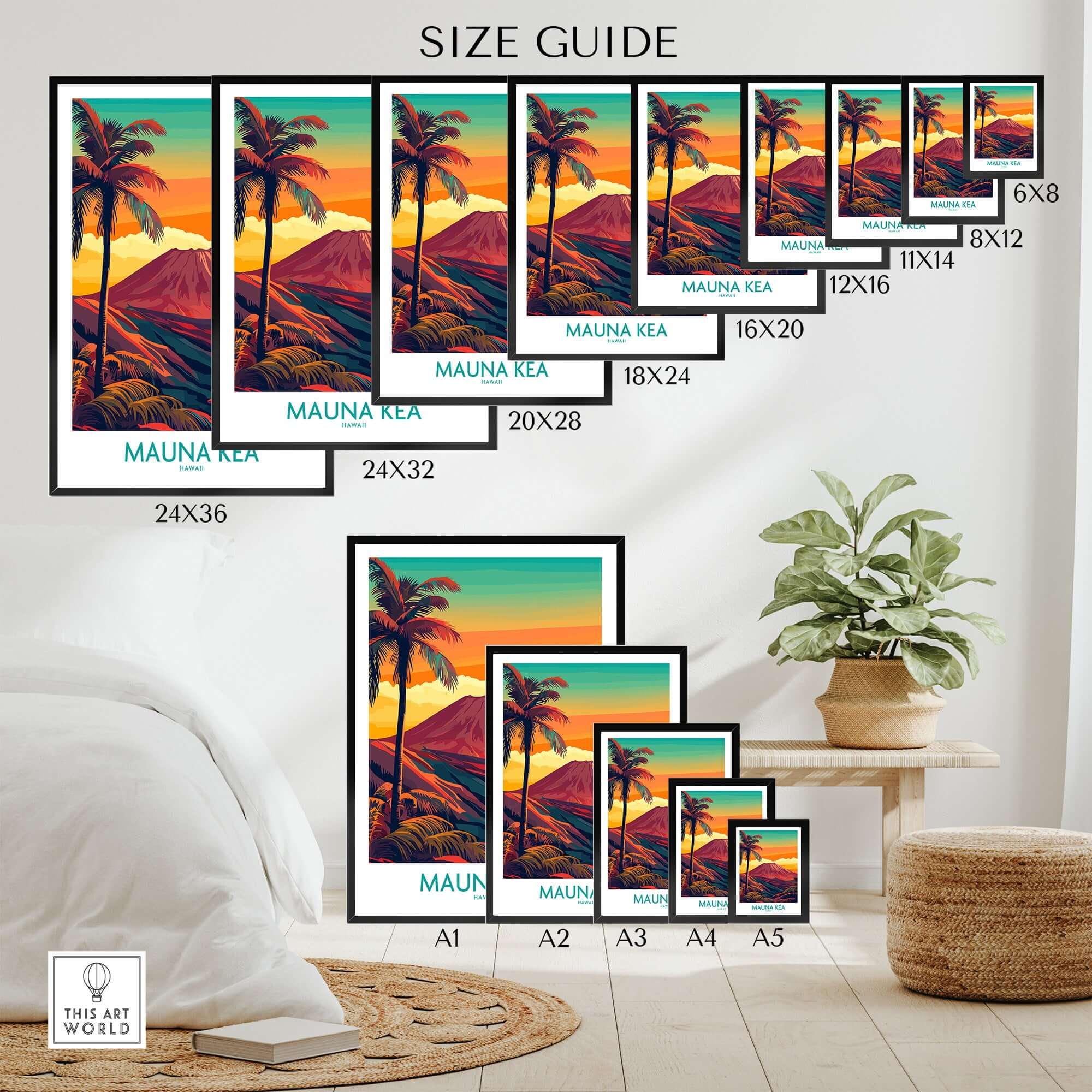 Mauna Kea Sunset Print - Hawaii Volcano Wall Art Tropical Island