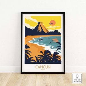 Cancun Poster | Cancun Wall Art | Cancun Poster | Mexico Travel Poster Print | Cancun Gift | Yucatán Peninsula Print