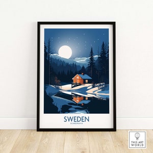 Sweden Art Print Travel Print | Home Décor Poster Gift | Digital Illustration Artwork