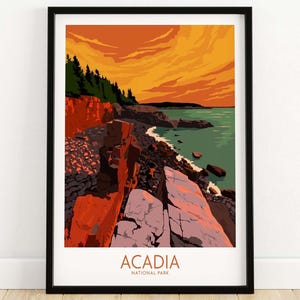 Acadia Print | Acadia Wall Art | Acadia Poster | National Park Poster Print | Acadia Park Print | Acadia Maine Print