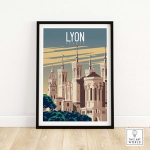 Lyon Wand Kunst Druck Frankreich Reise Poster Frankreich Wohnkultur Lyon Kunstwerk Poster Geschenk Lyon Illustration Kunst Liebhaber Frankreich Print