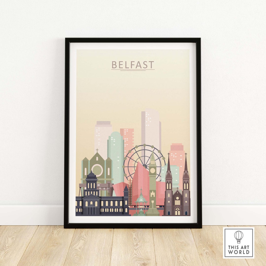 Belfast Print Belfast Skyline Wall Art Poster Belfast City Print