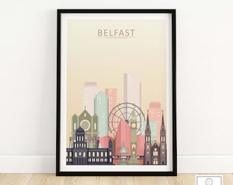 Belfast Print | Belfast Skyline Wall Art Poster | Belfast City Print | Belfast Cityscape Wall Decor | Belfast Gift Idea | Digital Print