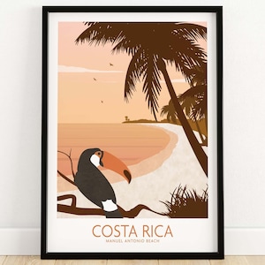 Costa Rica Print | Costa Rica Poster | Costa Rica Wall Art | Tropical Beach Print | Costa Rica Gift | Costa Rica Tucan