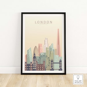 London Print | London Skyline Print | Wall Art Poster | London City Print | London Cityscape Wall Decor | London Gift | London Digital Print