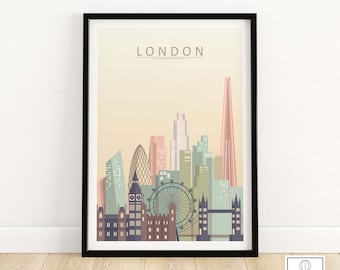 London Print | London Skyline Print | Wall Art Poster | London City Print | London Cityscape Wall Decor | London Gift | London Digital Print