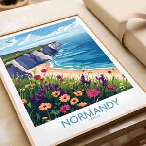 Normandy Travel Poster Normandy Wall Art Print Normandy Poster Wall Decor Illustration Normandy Art Gift France