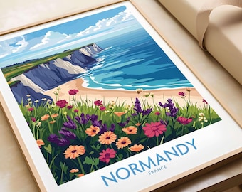 Normandy Travel Poster Normandy Wall Art Print Normandy Poster Wall Decor Illustration Normandy Art Gift France