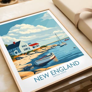 Muurkunst New England reisafdruk vintage stijl poster illustratie cadeau voor huisdecoratie