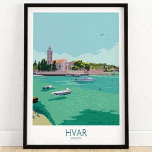 Hvar Print | Croatia Poster | Hvar Croatia Wall Art | Croatian Travel Poster Print | Dalmatian Coast Print | Croatian Home Decor | Hvar Gift
