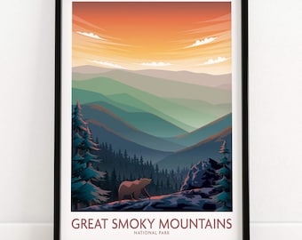 Smoky Mountains Wall Art | National Park Poster | Wall Art | Travel Poster | Home Decor Gift