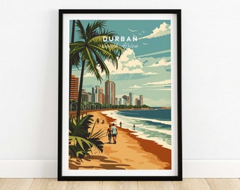 Durban Poster South Africa Art Print Travel Print Home Décor Poster Gift Digital Illustration Artwork