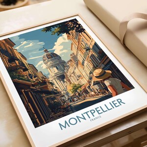 Impression d'art mural Montpellier, affiche de voyage, décoration murale Montpellier, cadeau pour les amateurs d'art de Montpellier, illustration de Montpellier, France, cadeau d'art en France