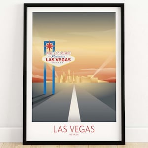 Impresión de arte mural de Las Vegas / Póster de viaje a Nevada / Impresión minimalista / Impresión artística del horizonte de Las Vegas / Impresión de póster de Las Vegas