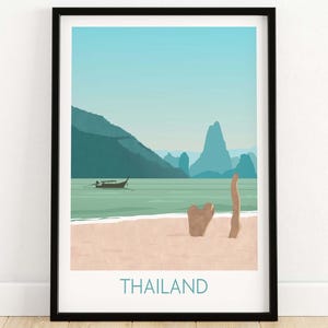 Stampa della Thailandia / Poster di viaggio thailandese / Arte murale thailandese / Regalo thailandese / Stampa della spiaggia / Stampa con e senza cornice dell&#39;Asia / Decorazione thailandese