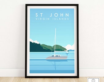 Virgin Islands Print | St John Travel Poster | Saint John Wall Art | Travel Gift | Tropical Island Artwork
