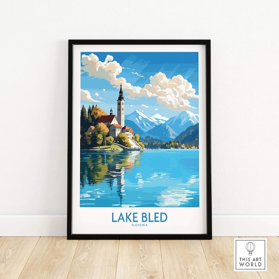 Lake Bled Art Print Slovenia Travel Poster | Birthday present | Wedding anniversary gift | Wall Art Print