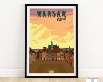 Warsaw Poster Poland Print | Wall Art | Vintage Art Print | Framed & Unframed Artwork | Home Decor Gift Idea