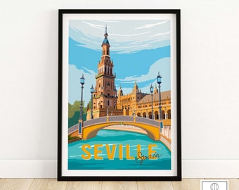 Seville Print | Seville Spain Vintage Travel Poster Wall Art Decor | Sevilla Espana | Framed & Unframed Print | Seville Gift Idea