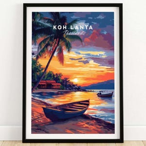 Koh Lanta Wall Art Print Thailand Poster Koh Lanta Poster Artwork Travel Home Decor Home Wall Art Koh Lanta Gift