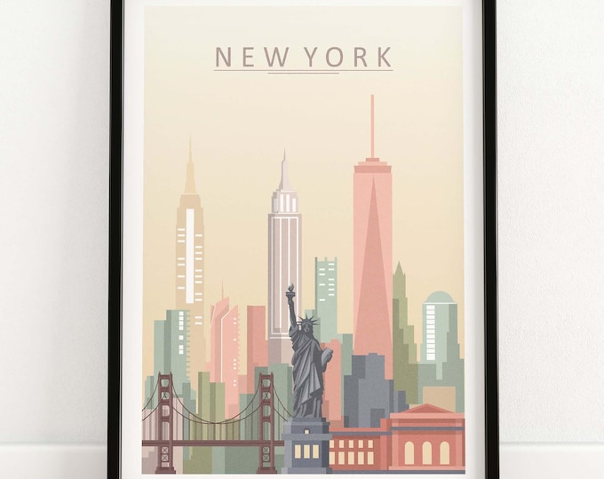New York City Skyline Print | NYC Wall Art Poster