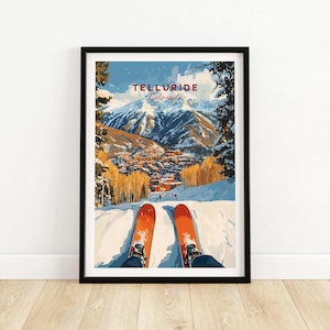 Telluride Ski Print Colorado Mountain Art Ski Lodge Wall Decor Winter Sports Artwork Mountain Home Alpine Chalet Gift Adventure Sport Resort