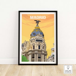 Madrid Print | Madrid Wall Art | Spain Vintage Travel Poster | Spanish Wall Art | Madrid City Artwork Framed & Unframed | Madrid Gift Idea