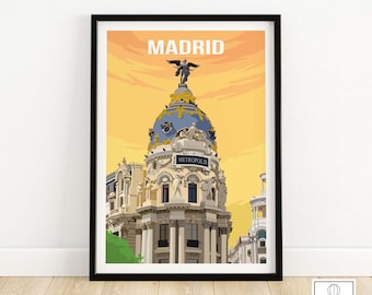 Madrid Print | Madrid Wall Art | Spain Vintage Travel Poster | Spanish Wall Art | Madrid City Artwork Framed & Unframed | Madrid Gift Idea