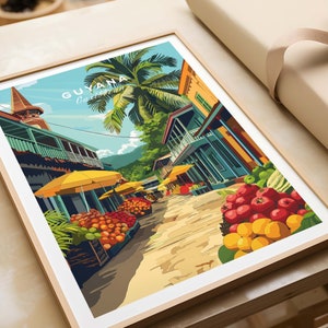 Guyana Poster Caribbean Guyana Wall Art Print Caribbean Travel Poster Guyana Artwork Poster Gift Guyana Illustration Art Lover Print