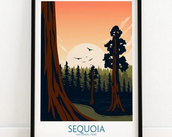 Poster van Sequoia National Park | Kunstprint | Muurdecoratie | Reisposter | Woondecoratiecadeau