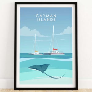 Cayman Islands Poster | Tropical Island Print | Wall Art | Travel Poster | Framed & Unframed Artwork | Gift Idea