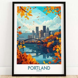 Portland Oregon Travel Poster Print, Wall Art Home Decor Gift