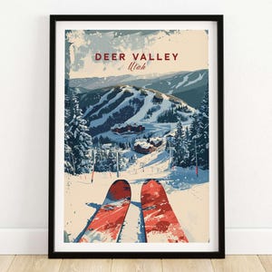 Deer Valley Ski Poster Deer Valley Ski Resort Travel Print Wall Art Deer Valley Home Décor Deer Valley Gift Art Lovers Utah Art Lover Gift