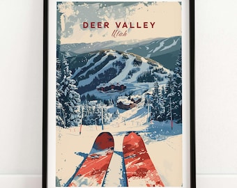 Deer Valley Ski Poster Deer Valley Ski Resort Travel Print Wall Art Deer Valley Home Décor Deer Valley Gift Art Lovers Utah Art Lover Gift