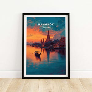 Bangkok Thailand Wat Arun Sunset Reflection Print - Temple of Dawn Wall Art