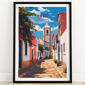 Faro Poster Portugal Wall Art Print Travel Print | Home Décor Poster Gift | Digital Illustration
