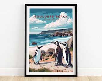 Boulders Beach Art Print South Africa Art Print Travel Print Home Décor Poster Gift Digital Illustration Artwork