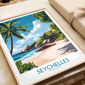 Seychelles Wall Art Print Beach Poster Seychelles Poster Artwork Travel Home Decor Home Wall Art Seychelles Gift