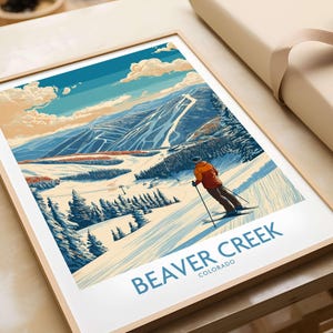 Beaver Creek Colorado Ski Poster, Vintage Winter Sport Wandkunst, Ski Resort Karte, Geschenk für Skifahrer und Schneeliebhaber