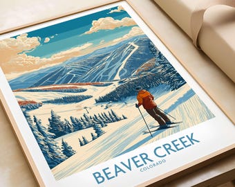 Beaver Creek Colorado Ski Poster, Vintage Winter Sports Wall Art, Ski Resort Map Print, Mountain Cabin Decor, Gift for Skiers & Snow Lovers