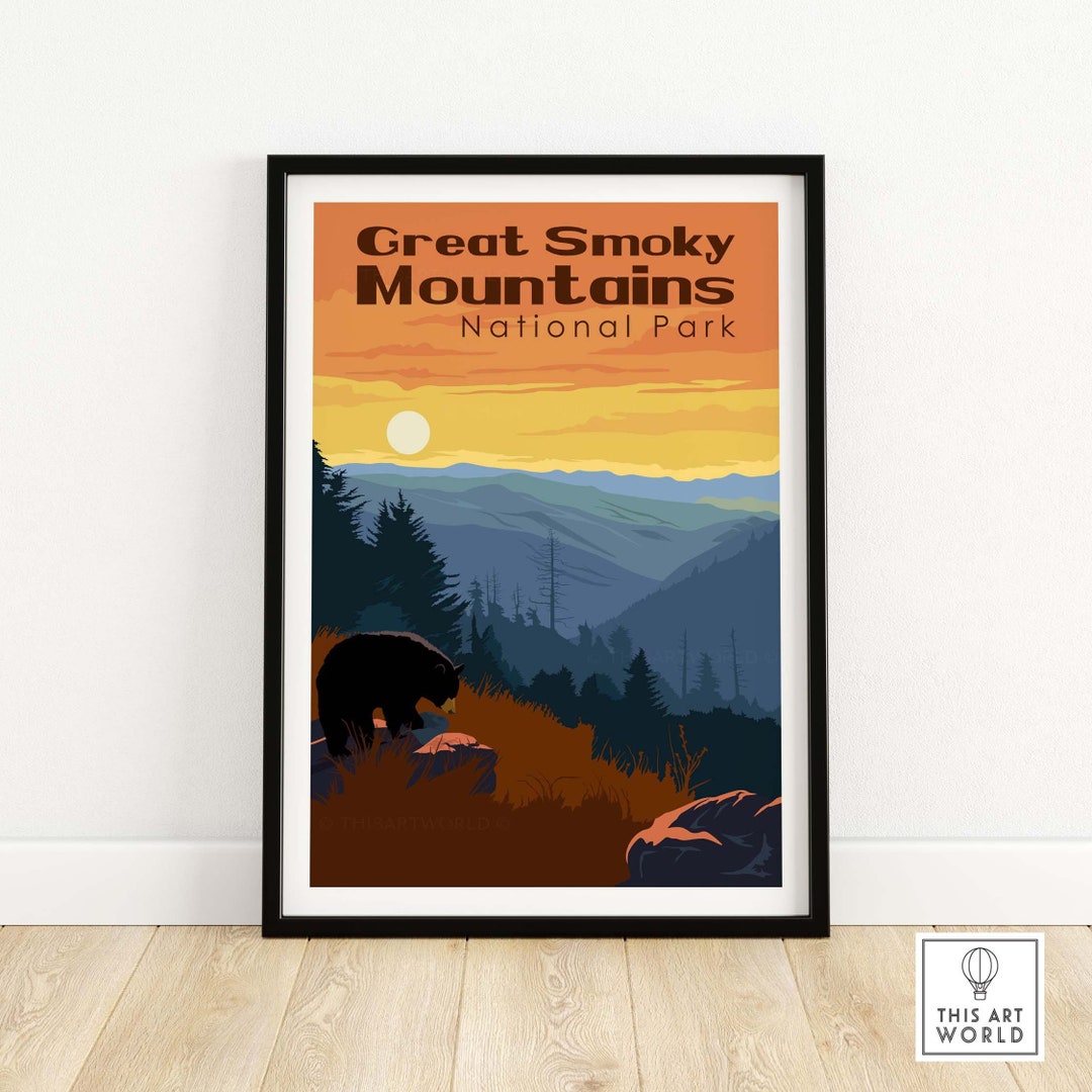 Smoky Mountains Poster Smoky Mountain Wall Art National Park Poster