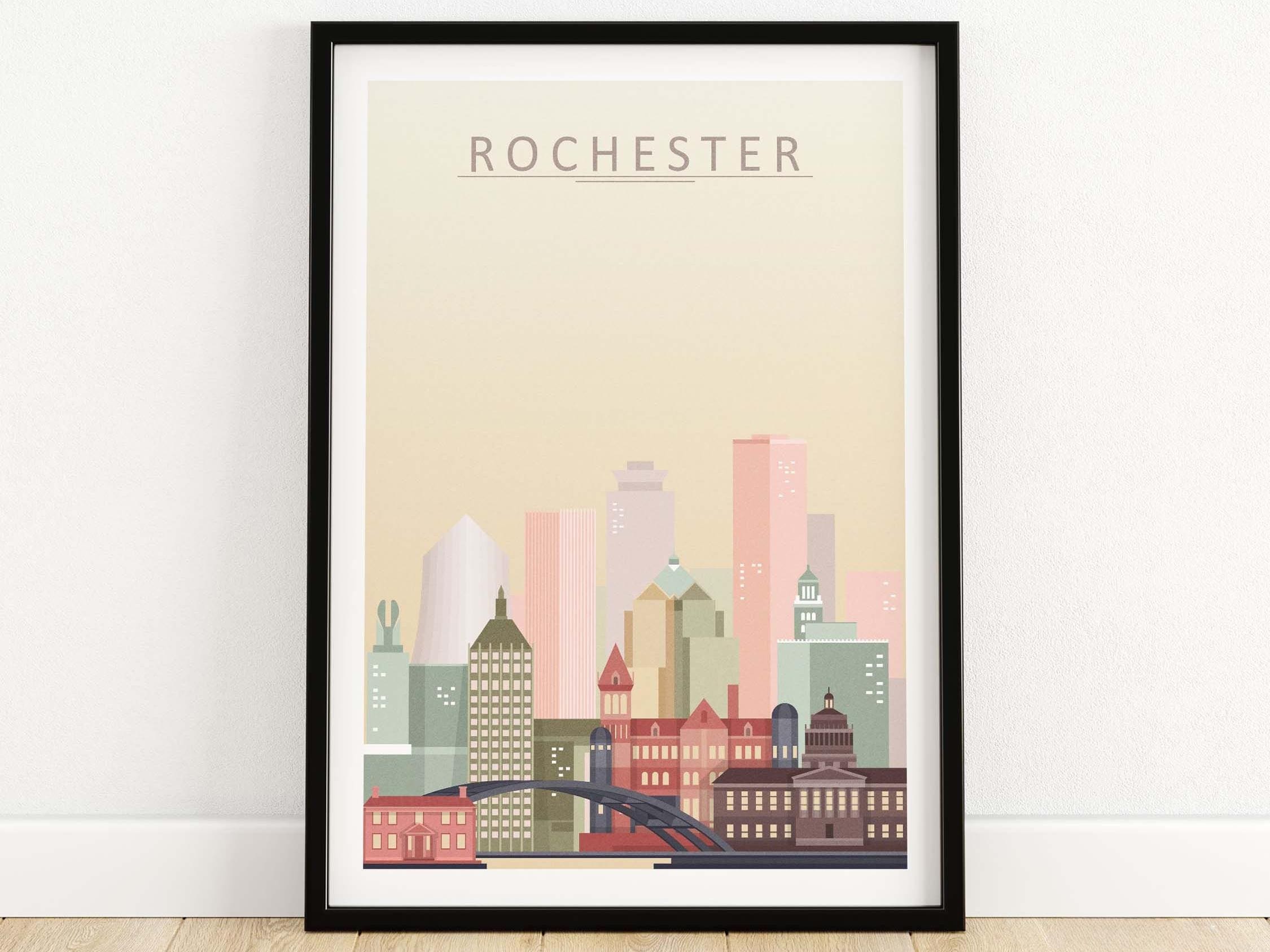 Rochester Skyline Wall Art Print | Rochester New York Poster | City ...