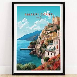 Amalfi Coast Travel Poster Print | Birthday present | Wedding anniversary gift